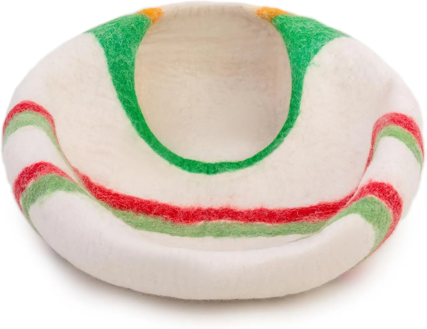 Woolygon Premium Felt Cat Cave Bed  Wool Kitty Beds Handcrafted Kitten Caves Bed for Indoor Cats - Made from 100% Eco-Friendly Merino Wool, Foldable Cat Hidewawy Covered Cat House Pod (Candy Swirl)