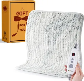 Woomer Heating Pad for Back Pain Relief, Extra Large Electric Heating Pad for Period Cramps, Moist&Dry Options, 6 Heat Setting, 2H Auto-Off, Cozy Faux Fur, 20 x 24, Marble Blue