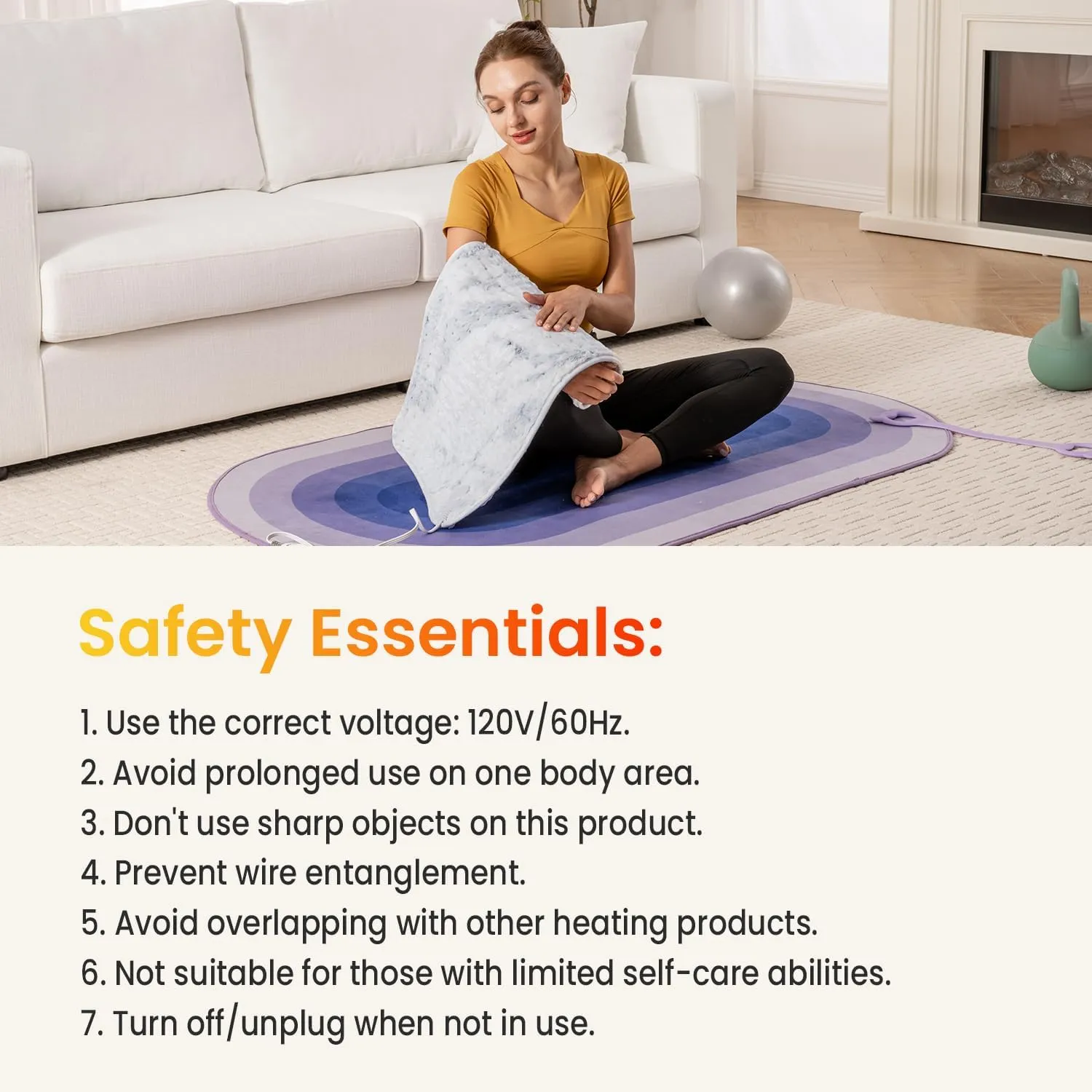 Woomer Heating Pad for Back Pain Relief, Extra Large Electric Heating Pad for Period Cramps, Moist&Dry Options, 6 Heat Setting, 2H Auto-Off, Cozy Faux Fur, 20 x 24, Marble Blue